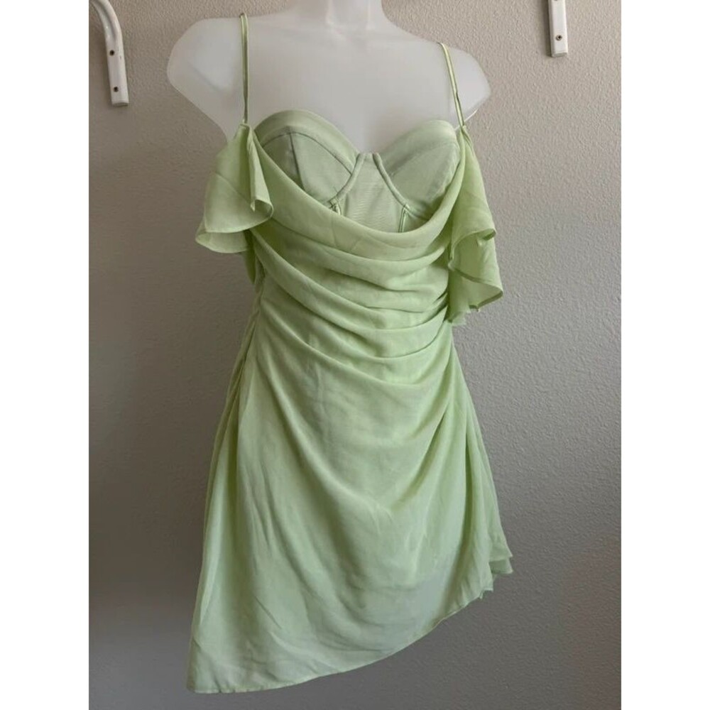 Oh Polly Fairycore Peridot Draped Corset Mini Dress in Sage, Size 2